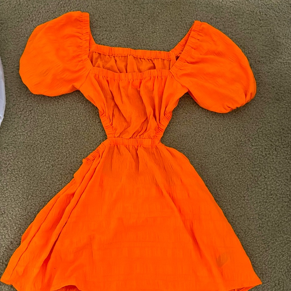 SHEIN orange open back dress